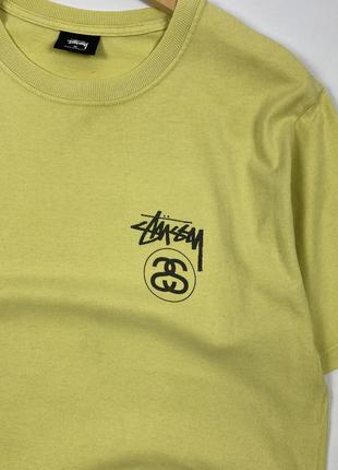 Оригінальна чоловіча вінтажна футболка stussy yellow big logo cotton t-shirt size m4 фото