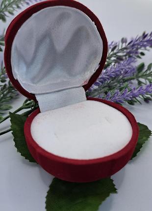 Ювелірна подарункова упаковка футляр коробочка для перстня сережок вишнева троянда оксамитова2 фото
