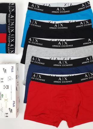 Трусы мужские и подростковые 5шт armani exchange. нижнее белье мужское боксеры набор в коробке армани эксчендж10 фото