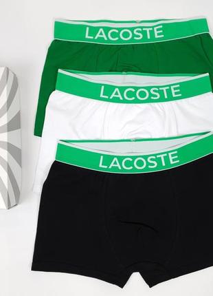 Боксери чоловічі 3шт lacoste. білизна спідня комплект трусів лакосте. чоловічі боксери бренд у коробці 3шт10 фото