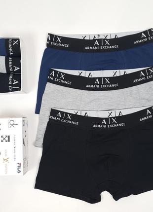 Білизна нижня комплект трусів 3шт armani exchange. чоловічі труси боксери з бавовни армані ексчендж набір трусів6 фото