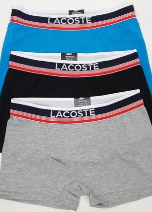 Набір чоловічих трусів в коробці 3шт lacoste dark. труси брендові лакосте дарк. чоловічі труси боксери з бавовни9 фото