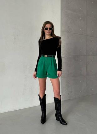 Зелені класичні шорти ❤️ базові шорти ❤️ жіночі шорти ❤️3 фото