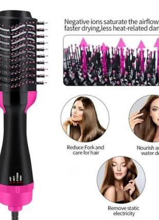 Фен щітка гребінець 3в1 one step hair dryer 1000 вт 3 режими випрямляч для укладання волосся стайлер з функцією іонізації6 фото