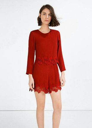 Ромпер,комбінезон з мереживом zara,40/l