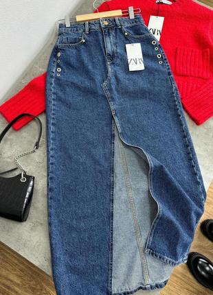 Джинсова спідниця міді zara