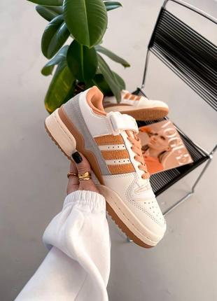 Adidas forum low orange кросівки білі оранжеві шкіряні форуми адідас на липучці6 фото