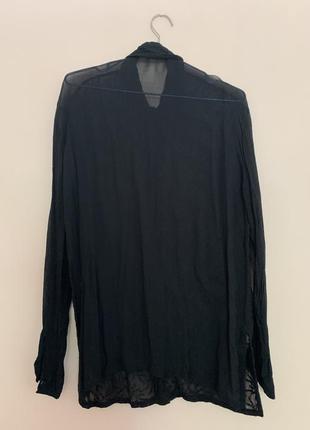 Чёрная прозрачная рубашка винтаж, чёрная рубашка с вышивкой3 фото