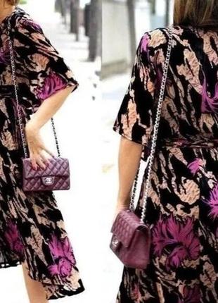 Шикарна бархатна сукня, плаття кімоно, на запах в квітковий принт zara оригінал.3 фото