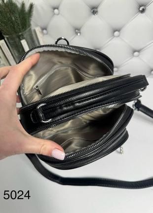 Женский шикарный и качественный рюкзак сумка для девушек из эко кожи черный9 фото