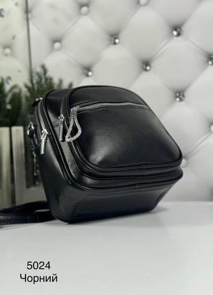 Жіночий шикарний та якісний рюкзак сумка для дівчат з еко шкіри чорний8 фото