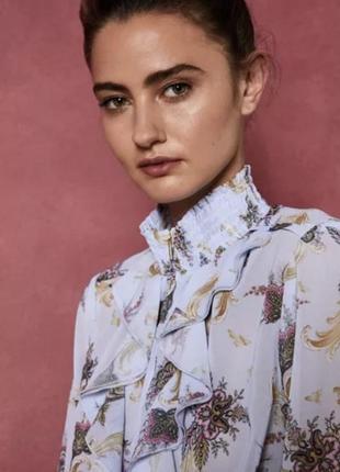 Ted baker ніжна блуза рюші шифон квітковий принт sezane бохо рукави воланий massimo dutti сорочка блузка