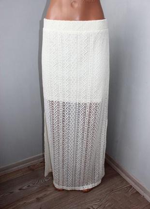 Розкішна ажурна спідниця юбка в пол з довгими розрізами, м (3014_)1 фото
