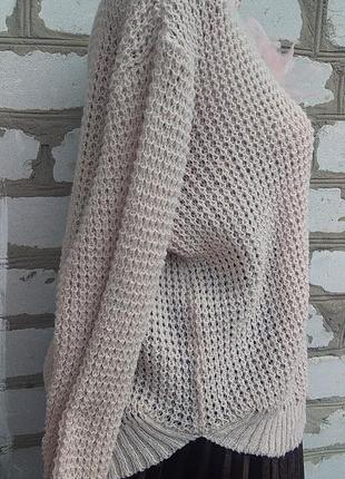 Нежная фактурная вафельная паутинка свитер кофта нюдовая свободная ажур кружево кашемир воздушный8 фото