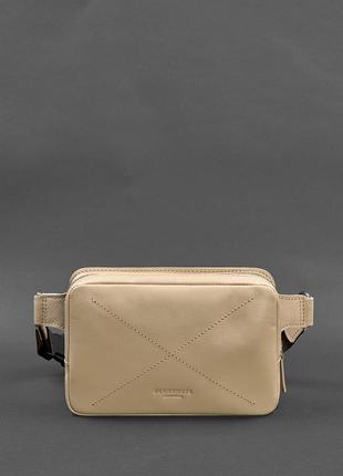 Кожаная женская поясная сумка blanknote dropbag mini светло-бежевая2 фото