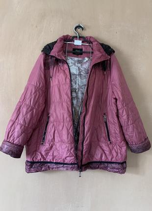 Куртка з капюшоном батал великого розміру 58 60 62 рожевого кольору жіноча4 фото