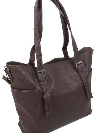 Женская кожаная сумка с двумя ручками borsacomoda коричневая
