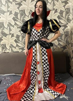 Карнавальный костюм платье косплей карточна королева червей алиса в стране чудес аниматор