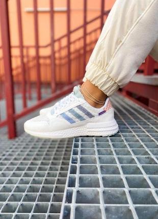 Мужские кроссовки adidas zx 500 rm "white/blue"9 фото