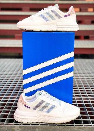 Мужские кроссовки adidas zx 500 rm "white/blue"7 фото