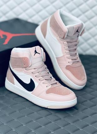 Кросівки хайтопи жіночі nike air retro jordan 1 pink кросовки джордан рожеві