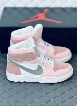 Кросівки хайтопи жіночі рожеві nike retro jordan 1 pink кросовки джордан 1