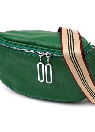 Женская сумка через плечо из натуральной кожи 22124 vintage зеленая