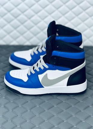 Кросівки хайтопи nike air jordan 1 унісекс кросовки найк джордан 1 сині8 фото