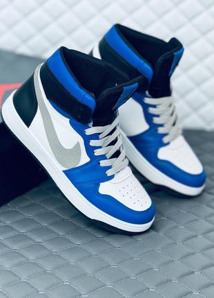 Кросівки хайтопи nike air jordan 1 унісекс кросовки найк джордан 1 сині3 фото