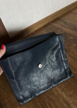 Сумка конверт, портмоне, клатч синяя кожаная для ноутбука macbook планшета2 фото