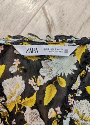 Шифонова блуза, блузка в квітковий принт zara оригінал.8 фото