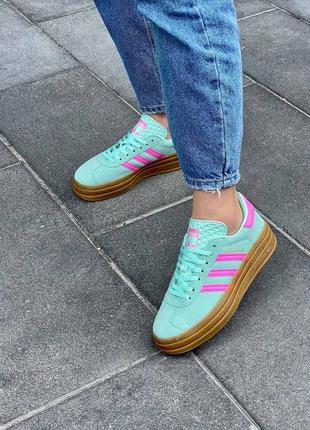 Adidas gazelle bold pulse mint pink кроссовки женские, замш1 фото