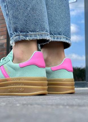 Adidas gazelle bold pulse mint pink кроссовки женские, замш7 фото