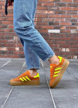 Adidas gazelle bold orange кроссовки женские, оранжевые, замш