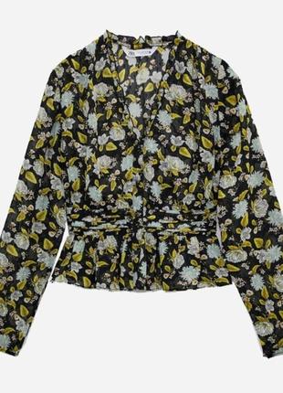 Шифонова блуза, блузка в квітковий принт zara оригінал.3 фото