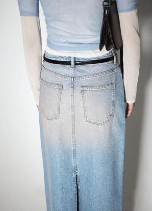 Стильна довга  джинсова спідниця з розрізом zara5 фото
