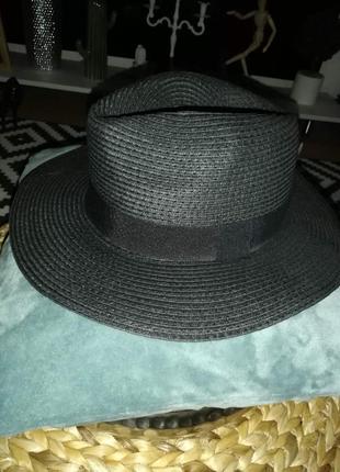 Шляпа летняя широкие поля черная2 фото
