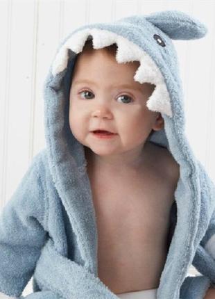 Дитячий халат - дитячий банний халат з капюшоном - акула1 фото