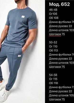 Костюм штани зі строчками і футболка чоловічий базовий спортивний комплект однотонний3 фото