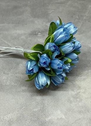 Букет подснежников (на ножке), цвет-голубой, 1 букет/10 шт., блакитний2 фото