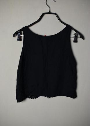 Кроптоп  топ черный майка футболка  с кружевом нe zara