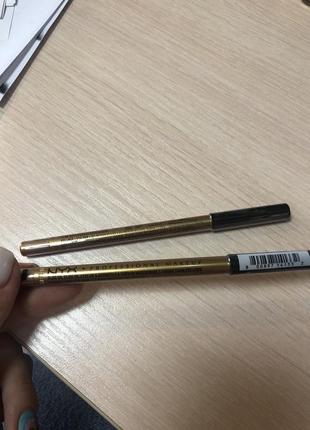 Nyx slide on eye liner gold золотий лайнер олівець для очей8 фото