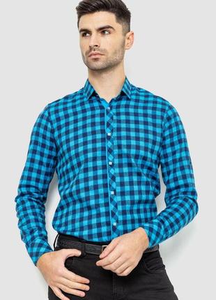 Рубашка мужская в клетку байковая, цвет сине-голубой, 214r15-31-002
