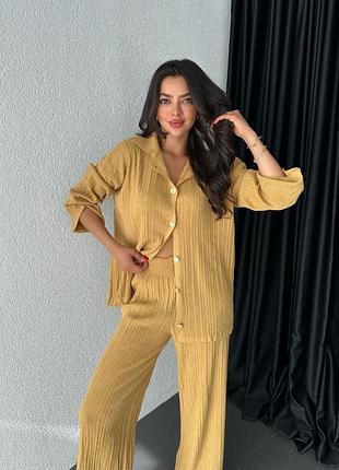 Костюм в'язка зі смужкою брюки плаццо і кардиган