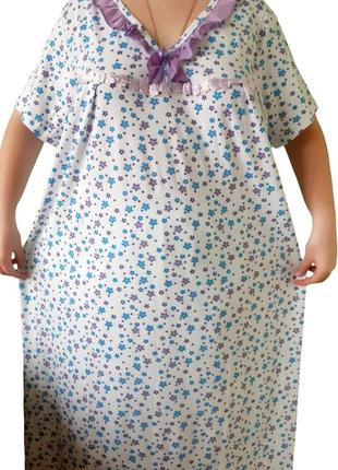 Ночнушка, женская ночная рубашка большого размера. хлопок 100%, узбекистан.