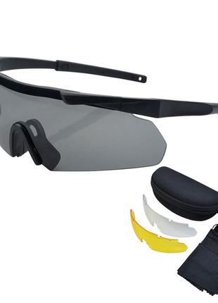 Защитные тактические солнцезащитные .очки .3 комплектов линз ess черные.толщина линз 3 мм !