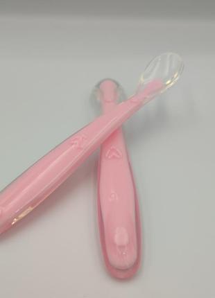 Детская силиконовая ложка. розовая (2 шт в комплекте)
