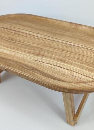 Столик для завтрака деревянный складной древесина дуб 50 см * 30 см, высота на ножках 21.5 см7 фото
