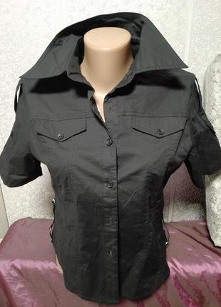 Сорочка чорна нова 💯 котон з металевим декором на спинці
