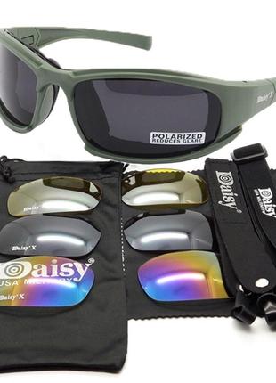 Защитные тактические солнцезащитные очки + 7 комплектов линз daisy x7-x олива толщина линз 2 мл-увеличинная